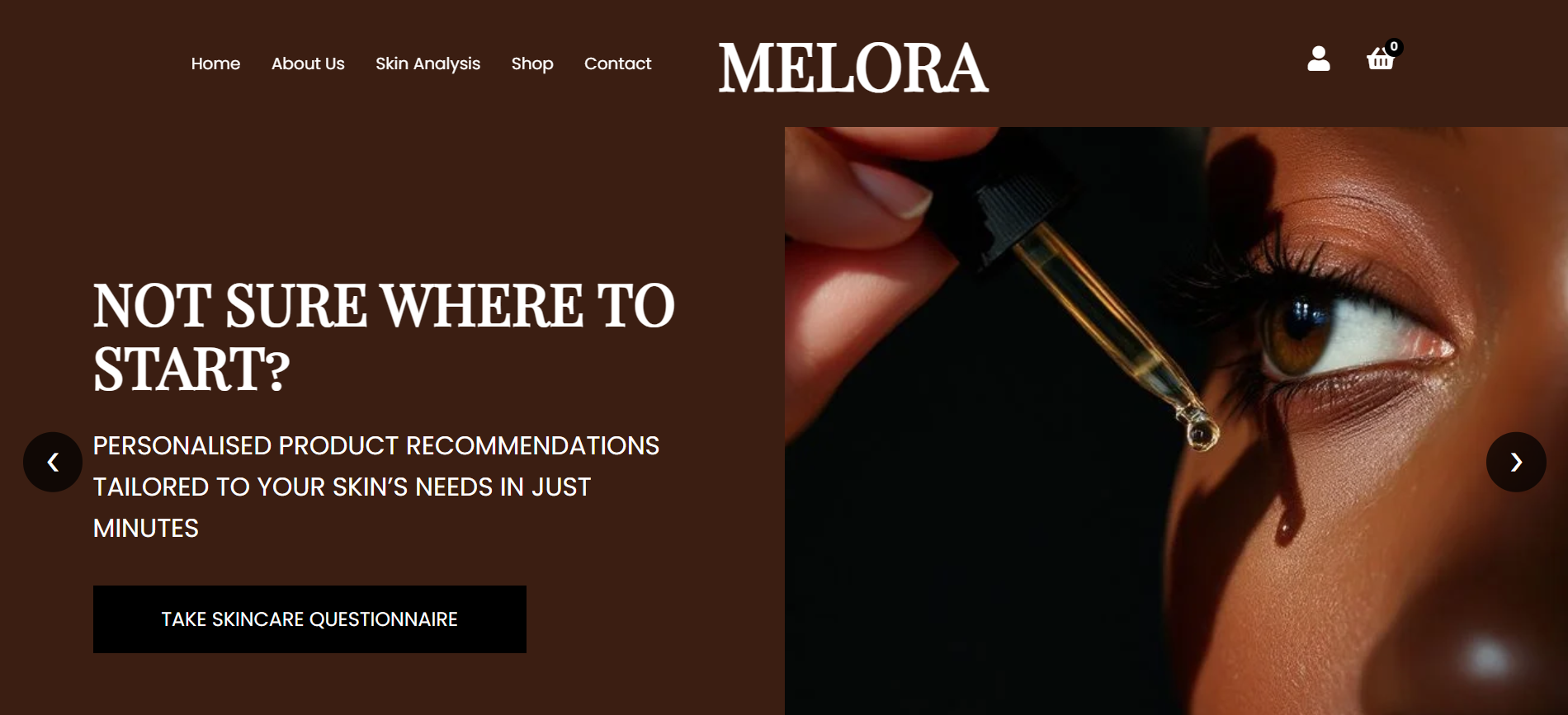 Melora melanin-rich skincare website